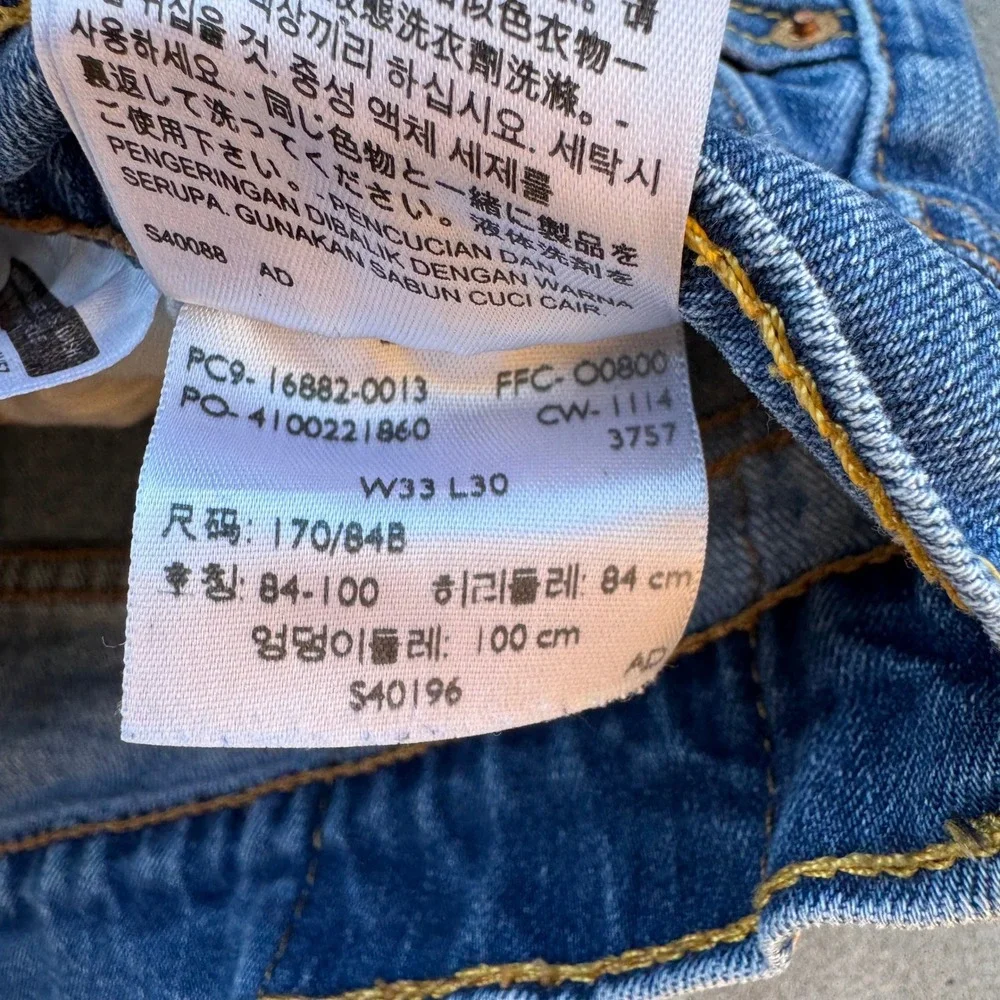 Levi's 522 Slim Taper Jeans Men 33x30 Blue Medium Wash Distressed